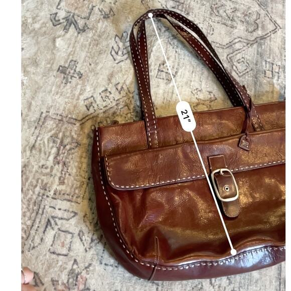 VTG El Portal Y2K Brown Leather Contrast Stitching Big Buckle Shoulder Bag EUC - Picture 5 of 13
